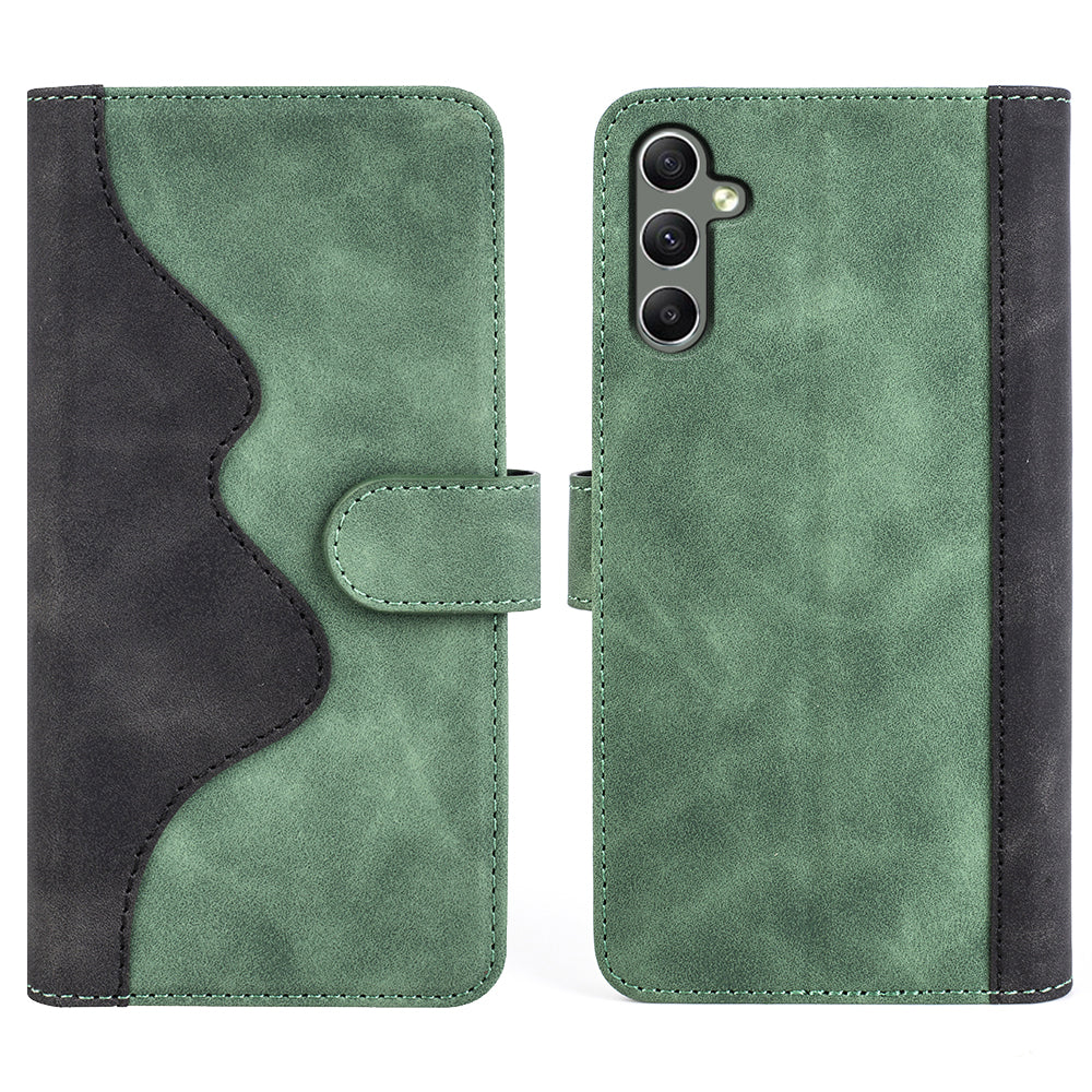 For Samsung Galaxy A24 4G Leather Wallet Shockproof Cover Dual Color Splicing Folding Stand Phone Case For Samsung Galaxy A24 4G Leather Wallet Shockproof Cover Dual Color Splicing Folding Stand Phone Case
